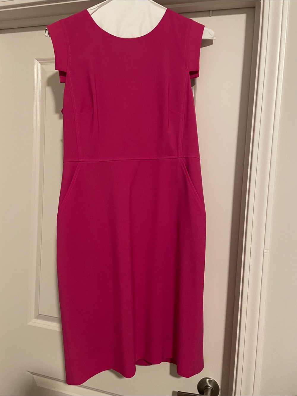 J. Crew Sleeveless Magenta Midi Sheath Dress